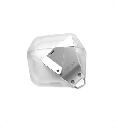Aulumu A29 Geometric AirPods 4 Case with Lock Protective Cover with Nylon Buckle Alloy Armour Compatible with Apple AirPods 4th 2024 Translucent White