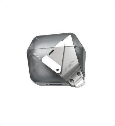 Aulumu A29 Geometric AirPods 4 Case with Lock Protective Cover with Nylon Buckle Alloy Armour Compatible with Apple AirPods 4th 2024 Translucent Grey