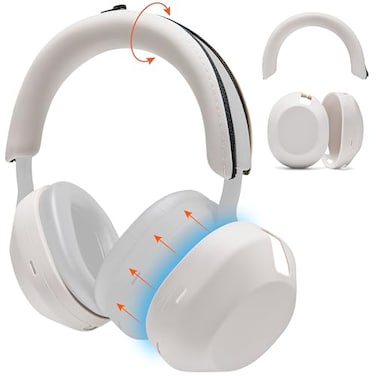 WC ShellZ XM5 Protective Headphone Exterior Shell Headband Covers for Sony WH1000XM5 Made by Wicked Cushions Made with Premium Silicone Silver