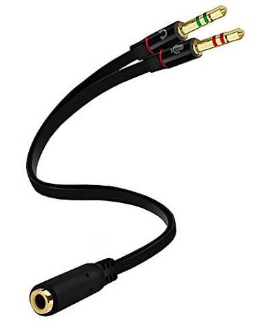 DK Exclusives D K Exclusives Headphone Splitter For Computer 35mm Female to 2 Dual 35mm Male Headphone Mic Audio Y Splitter Cable Smartphone Headset to PC Adapter