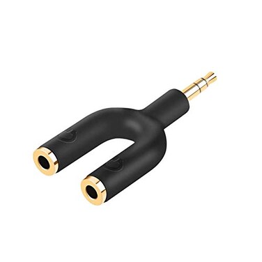 CableCreation Headphone Splitter Adapter 35mm Male to 2 Port 35mm Female Y Jack Splitter Adaptor Compatible with Headset Earphone iPhone iPad iPodTablets MP3 PlayersMore Black