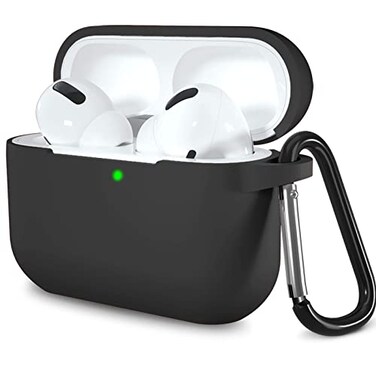 Lerobo Compatible with AirPods Pro 2 Case Full Protective Shockproof Washable Silicone Cover Case for Airpods Pro Supports Wireless Charging with Carabiner Front LED VisibleBlack