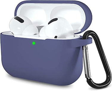Lerobo Compatible with AirPods Pro 2 CaseSilicone AirPods Pro Case CoverWaterproof Protective Cover for Airpod Pro Supports Wireless Charging with Carabiner Front LED VisibleBlue Gray