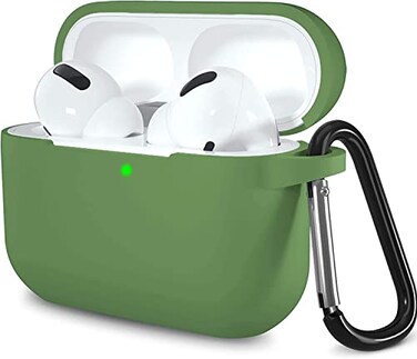 Lerobo Compatible with AirPods Pro 2 CaseShockproof Washable Silicone Cover for Airpods Pro Supports Wireless Charging with Carabiner Front LED VisibleOlive Green