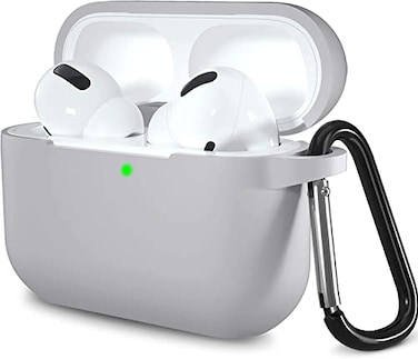 Lerobo Compatible with AirPods Pro 2 Case CoverFull Protective Shockproof Silicone Protective Case for Airpods Pro Supports Wireless Charging with Carabiner Front LED VisibleGray