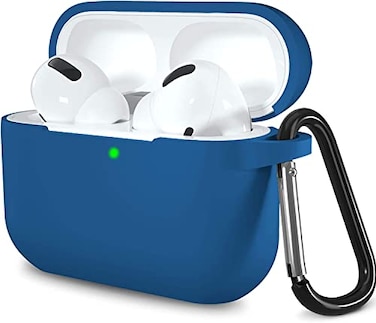 Lerobo Compatible with AirPods Pro Case 2019ShockProof Silicone Skin Full Protective Cover for Airpods Pro 2Supports Wireless Charging with Durable Carabiner Front LED VisibleBlue