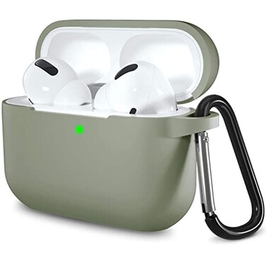 Lerobo Compatible with AirPods Pro Case CoverSoft Silicone Protective Cases Cover Skin Designed for Apple AirPod Pro 2 Charging Case Women Men with Keychain Front LED VisibleArmy Green