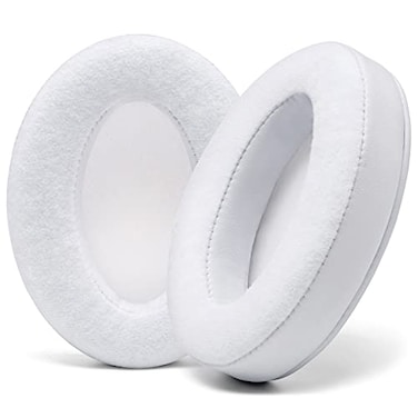 WC PadZ Velour The Ultimate Upgraded Earpads by Wicked Cushions Compatible with Audio Technica HyperX SteelSeries Arctis More Extra Thick Bigger Opening Softer Memory Foam White