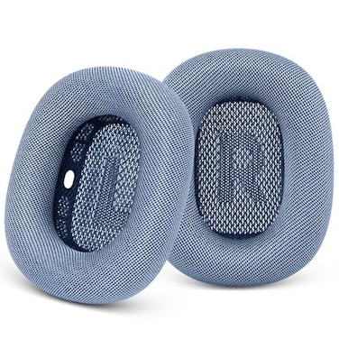 GEVO Upgraded Ear Cushions Replacement Earpads for AirPods Max 1 2 Headphones Mesh Fabric Ear Pads Ear Covers Cups with Memory Foam and Magnet for AirPods Max 1 2 Sky Blue