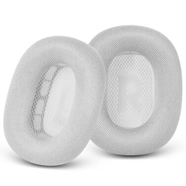 GEVO Upgraded Ear Cushions Replacement Earpads for Apple AirPods Max Headphones Mesh Fabric Ear Pads Cover with Memory Foam and Magnet for AirPods Max Silver