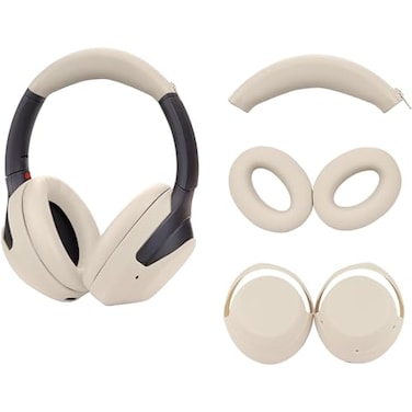 Adhiper 3Sets Silicone Sweat Case Cover for Sony WH1000XM4 WH1000XM3 Headphones Silicone XM4 Earpad CoverEar CoversHeadband Cover Protector Sweat Proof Soft Headphone Accessories Off White