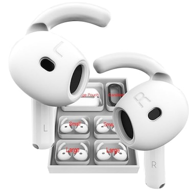 DamonLight 4 Pairs Ear Hooks for AirPods 4th Generation Added Storage Pouch Anti Slip Sport Ear Tips Accessories Compatible with AirPods 4 2024 Released S L