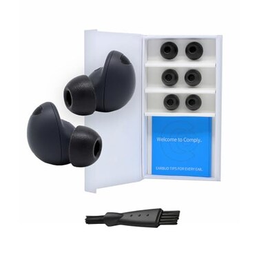 Comply TrueGrip Premium Memory Foam Replacement Earbud Tips for Samsung Galaxy Buds2 Pro Enhanced Comfort Secure Fit Superior Noise Isolation Cleaning Tool Black Medium 3 Pairs