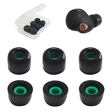 Mijusun Memory Foam Tips for Sony WF1000XM4WF1000XM5 Earbuds Tips for Sony LinkBuds S WF500 WF1000XM4 Ear Tips Replacement Fit Charging Case Earbuds Cover 3 Pairs Medium Black