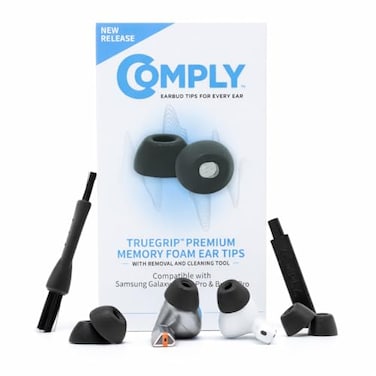 Comply TrueGrip Premium Memory Foam Replacement Earbud Tips for Samsung Galaxy Buds4 Pro Buds3 Pro LongLasting Comfort Secure Fit Noise Isolation Black Small 3 Pairs