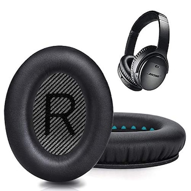 GEVO Premium Replacement Ear Pads for Bose QC35 QC35ii Headphones Made by Comfortable Adaptive Memory Foam and Extra Durable Fits QuietComfort 35 35ii SoundLink 12 AEOverEar Black