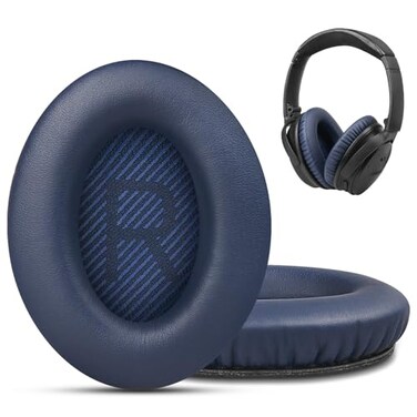GEVO Premium Replacement Ear Pads for Bose QC35 QC35ii Headphones by Comfortable Adaptive Memory Foam and Extra Durable Fits QuietComfort 35 35ii SoundLink 12 AEOverEarBlue