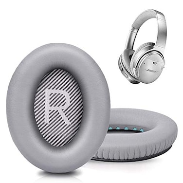 GEVO Premium Replacement Ear Pads for Bose QC35 QC35ii Headphones Made by Comfortable Adaptive Memory Foam and Extra Durable Fits QuietComfort 35 35ii SoundLink 12 AEOverEar Silver