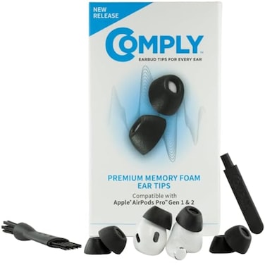 Comply Memory Foam Replacement Earbud Tips for Apple AirPods Pro 1 2 Ultimate Comfort Secure Fit Superior Noise Isolation Anti Slip Prevent From Falling Out Black Small 3 Pairs
