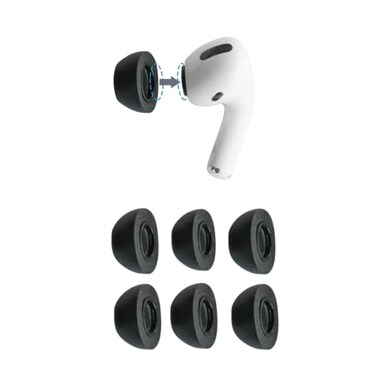 Comply Memory Foam Replacement Earbud Tips for Apple AirPods Pro 1 2 Ultimate Comfort Secure Fit Superior Noise Isolation Anti Slip Prevent From Falling Out Black Medium 3 Pairs