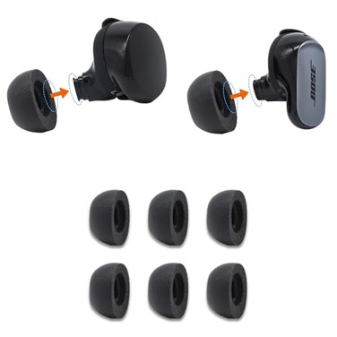 Comply Memory Foam Replacement Earbud Tips for Bose QuietComfort II Ultra 12 Ultimate Comfort Secure Fit Superior Noise Isolation Black Medium 3 Pairs