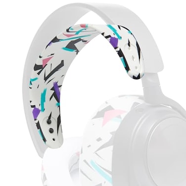WC HeadbandZ Arctis Nova Upgraded Silicone Headband for Arctis Nova Headsets by Wicked Cushions Enhanced Flexibility Comfort and Style with Matching Earpad Designs 90s White
