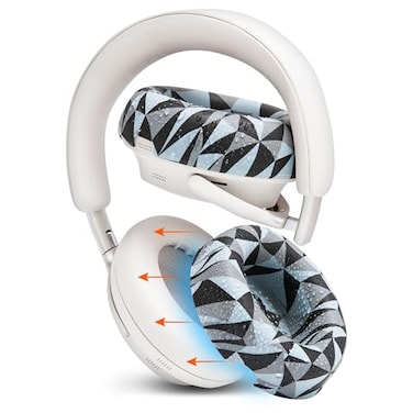 WC SweatZ QC Ultra Patented Protective Earpad Covers Compatible with Bose QuietComfort Ultra Gen 1 Gen 2 by Wicked Cushions Sweatproof Washable Geo Grey