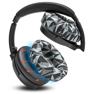 WC SweatZ QuietComfort Patented Earpad Covers for Bose QuietComfort 45 35 35ii QC2 QC25 QC15 AE2 AE2i SoundTrue SoundLink by Wicked Cushions Sweatproof Easily Washable Geo Grey