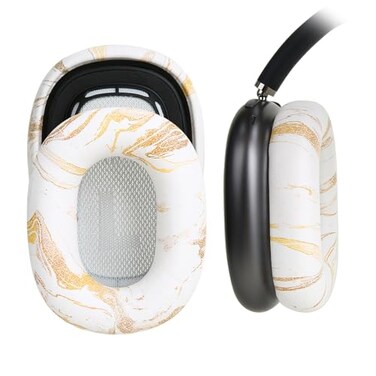 Earrock Ear Cushion Pads for AirPods Max Earpads Replacement with Protein Leather Memory Foam and Magnet Gorgeous and Luxury Style with White Gilding Pattern