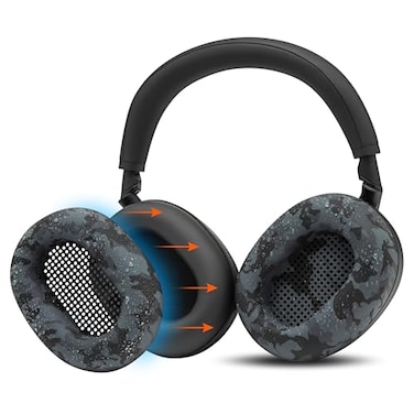 WC SweatZ XM6 Patented Silicone Earpad Sweat Covers Compatible with Sony WH1000XM6 by Wicked Cushions Does not fit WC PadZ XM6 XL Sweatproof Easily Washable Black Camo