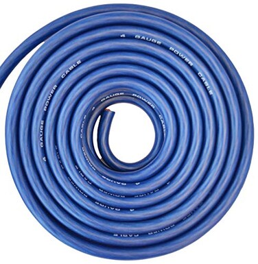 SoundBox Connected 4 Gauge Blue Amplifier Amp PowerGround Wire 25 Feet Superflex Cable 25