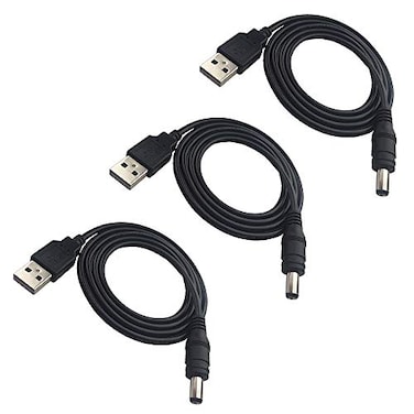 DZYDZR 3pcs Extension Cable USB to DC Cable 5V USB 20 Port Male to DC 5V Male 55mm x 25mm Power Cord Black 100cm33ft