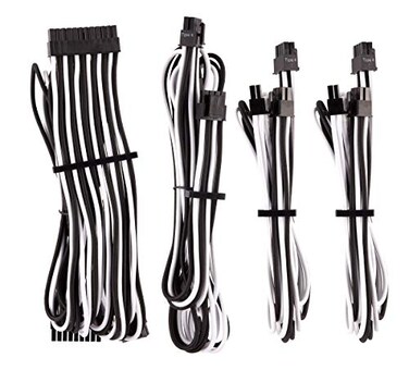 CORSAIR Premium Individually Sleeved PSU Cables Starter Kit WhiteBlack for Corsair PSUs