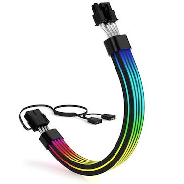 Sirlyr RGB 8 Pin PCIE CableBright ARGB GPU Cables Extension for RTX 3060 4060 4070 Radeon RX 6600 580 Graphics Card Power Supply 5V3Pin PC Case Accessory Black