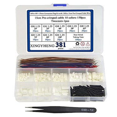 XINGYHENG 130Pcs GH 125mm Connecting Plug Kit with 150Pcs 15cm PreCrimped Cable Wire 34567891012 PIN House Compatible with JST GH Connector