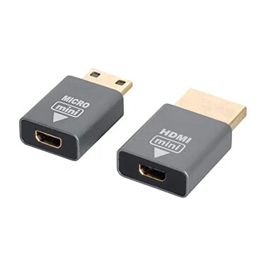 NFHK 2pcsSet Compatible Micro HDMI Female to Mini Male HDMI 14 Male Adapter 4K60hz
