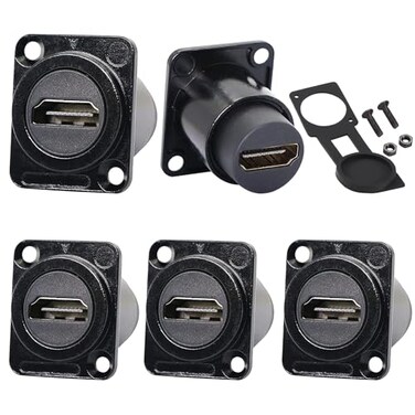 PENGLIN 5PCS HDMI Panel Mount Adapter 4K60HzHDMI 20 Panel Threaded Fixed Mount Coupler Female to Female for TV Monitor Projector