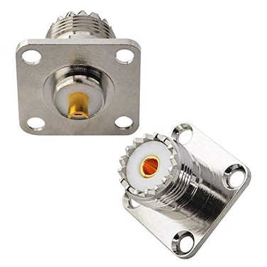 Boobrie UHF Female SO239 4Hole Panel Chassis Mount Flange Panel Mount Adapter Solder Cup RF Coaxial Coax Connector Adapter for PL259 Male Plug Pack of 2