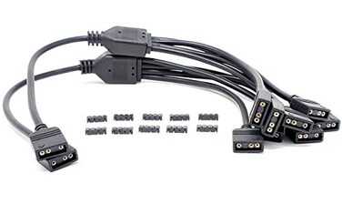 Micro Connectors Addressable RGB 1 to 4 Splitter Cable 50cm 2 Pack Model F0404ARGB502P