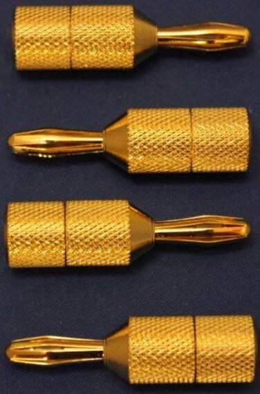 Apollo AV, Inc. Gold Plated Thick 3u Spade to Banana Speaker Cable Adapters Audiophile Quality 4pk