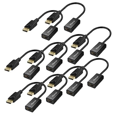 Moread 4K DisplayPort DP to HDMI Adapter 10 Pack UniDirectional GoldPlated Display Port Computer to HDMI Screen Converter Male to Female Compatible with HP Dell Lenovo More Passive Black