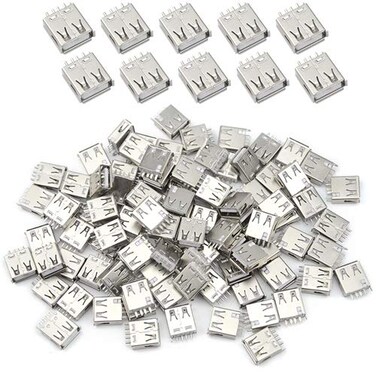 XINGYHENG 100PCS USB Standard Port Female Solder 4Pin Plug Soldering Jacks Connector