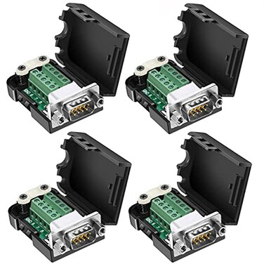 DaFuRui 4Pack DB9 Male ConnectorDB9 Breakout Connector Solderless RS232 DSUB DB 9 Screw Terminal Block with Case and Nut 4PcsMaleNut