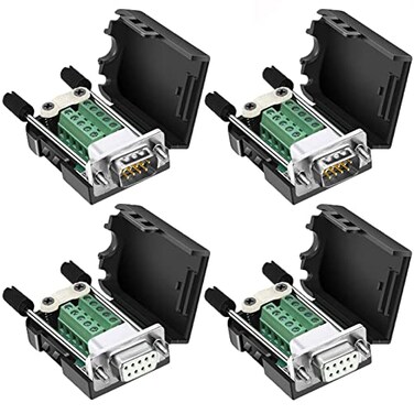 DaFuRui DB9 Breakout Connector2PcsMale2PcsFemale DB9 Solderless Breakout Board RS232 DSUB DB 9 Male Female Screw Terminal Block with Case Long Bolts Tail Pipe