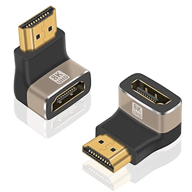 Duttek 8K HDMI 21 Extender Adapter 90 Degree Upward Angle Male to Female HDMI Adapter Extender Connector for TV Roku Fire Stick Chromecast Switch Laptop PC 2 Pack