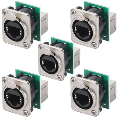 PENGLIN 5PCS Ethercon Rj45 Chassis SocketDNE8FDP RJ45 FeedPass Panel Mount JackD Series Cat5 RJ45 Vertical PanelMount Connector