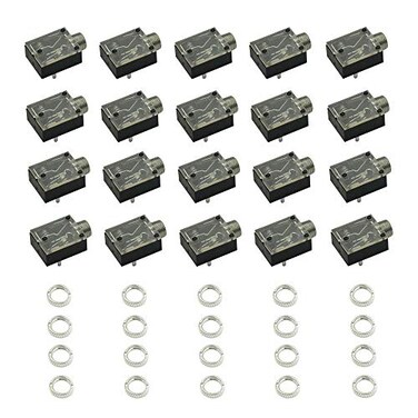Baagialdic Hxchen 20Pcs 35mm 18inch Plastic PCB Mount 5Pin Mono and Stereo Socket Audio Connector PCB Panel Mount PJ324M