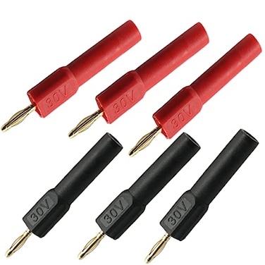 LYLGO 6 Pcs Banana Male to Female Plug 2mm to 4mm Socket Probe Adapter Black Red
