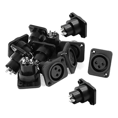 bnafes Audio XLR Female Jack Panel Mount Socket 12 Pcs Black Silver Tone