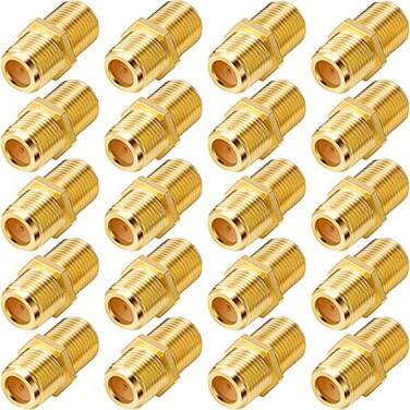 PASOW F Type RG6 Coupler Gold Plated Female to Female Barrel Coaxial Adapter 20pcs